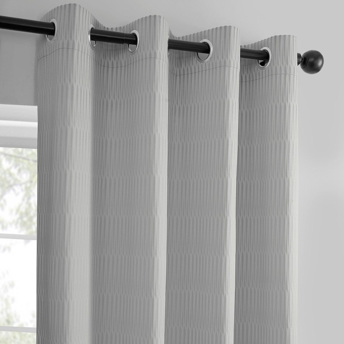 Silver Grommet Lounge Embossed Velvet Curtain - HalfPriceDrapes.com