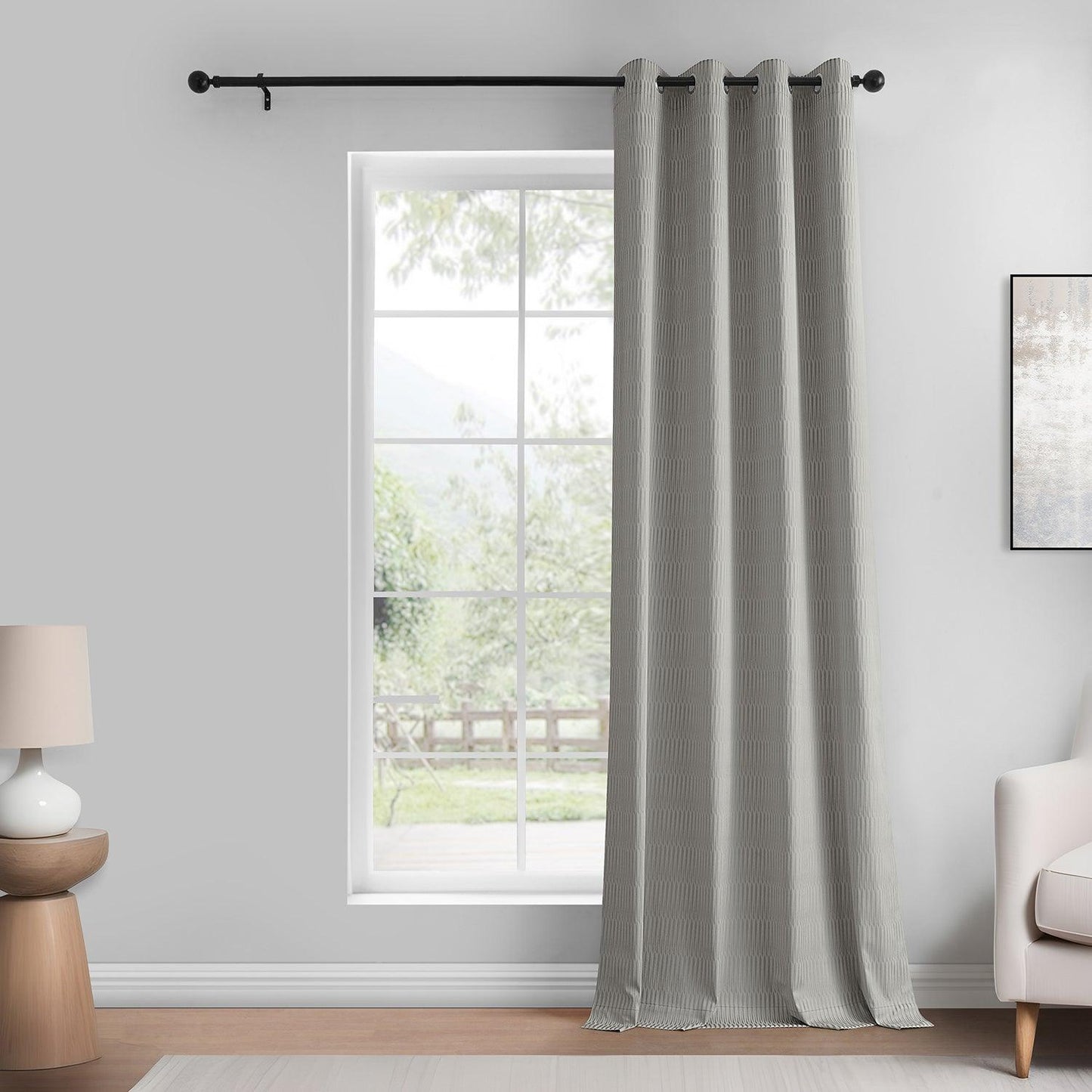 Pewter Grommet Lounge Embossed Velvet Curtain - HalfPriceDrapes.com