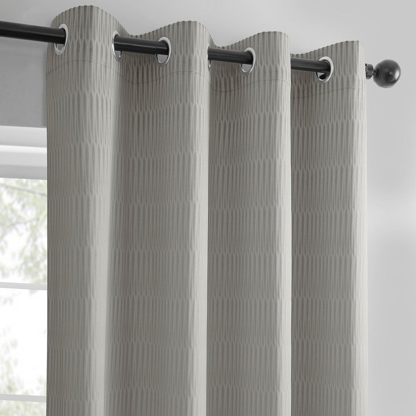 Pewter Grommet Lounge Embossed Velvet Curtain - HalfPriceDrapes.com