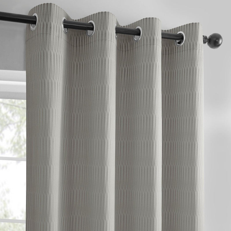 Pewter Grommet Lounge Embossed Velvet Curtain - HalfPriceDrapes.com