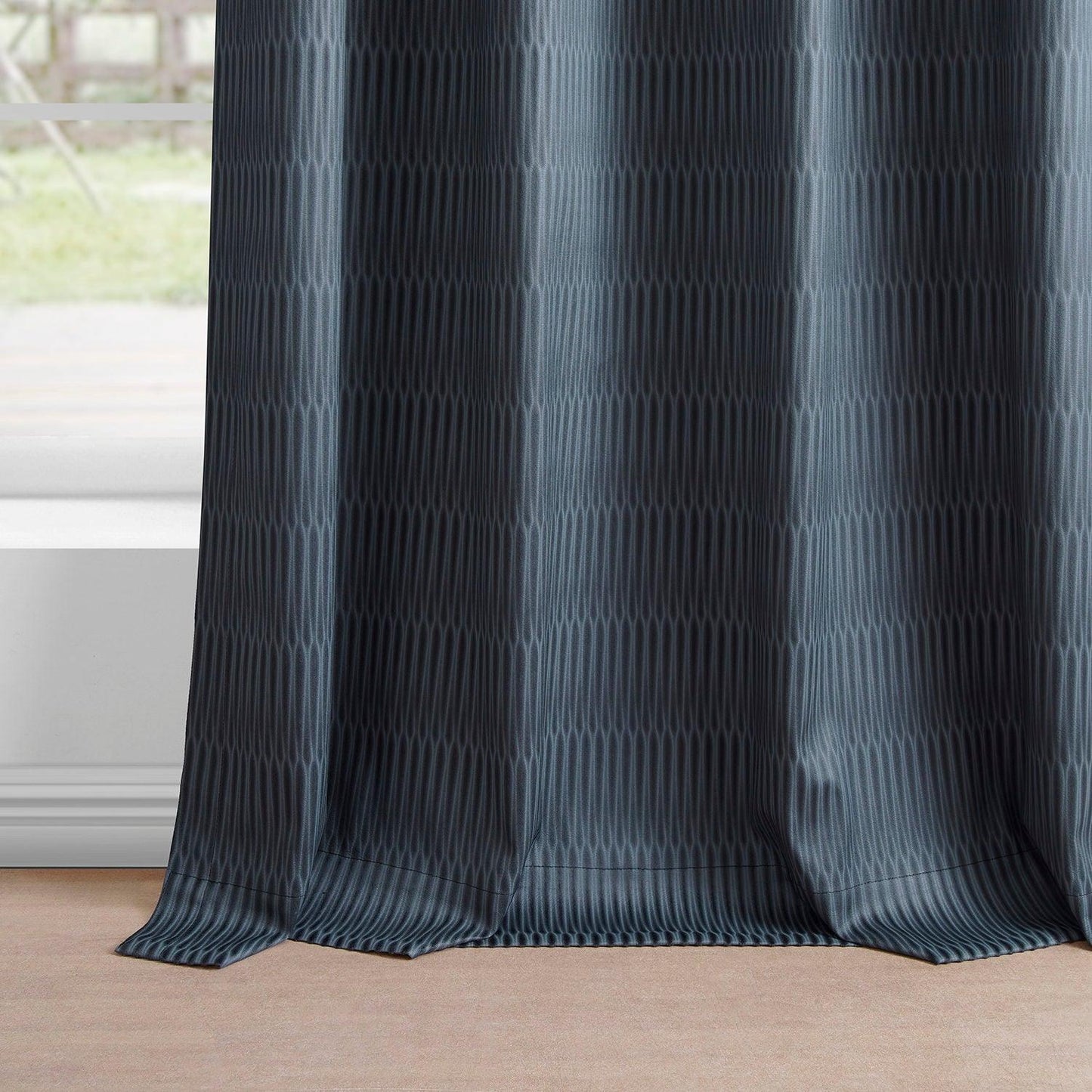 Deep Blue Grommet Lounge Embossed Velvet Curtain - HalfPriceDrapes.com