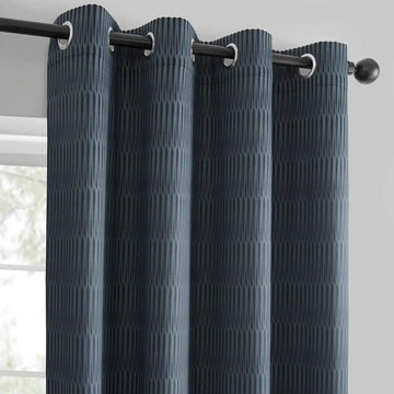 Deep Blue Grommet Lounge Embossed Velvet Curtain - HalfPriceDrapes.com