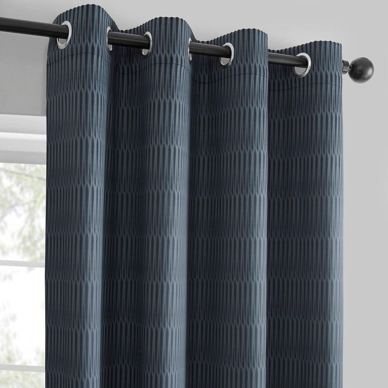 Deep Blue Grommet Lounge Embossed Velvet Curtain - HalfPriceDrapes.com