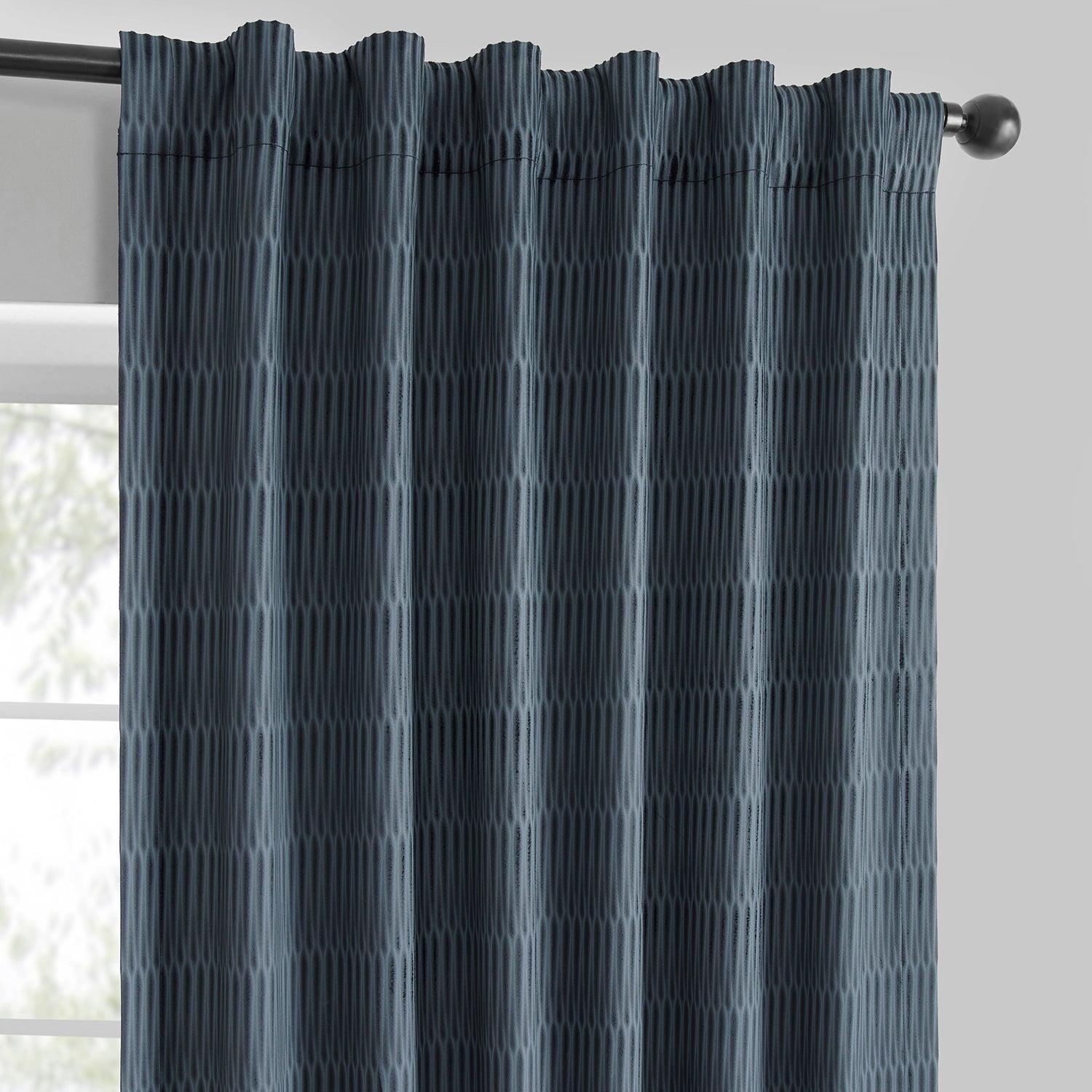 Deep Blue Lounge Embossed Velvet Curtain - HalfPriceDrapes.com
