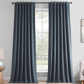 Deep Blue Abstract Lounge Embossed Velvet Room Darkening Curtain