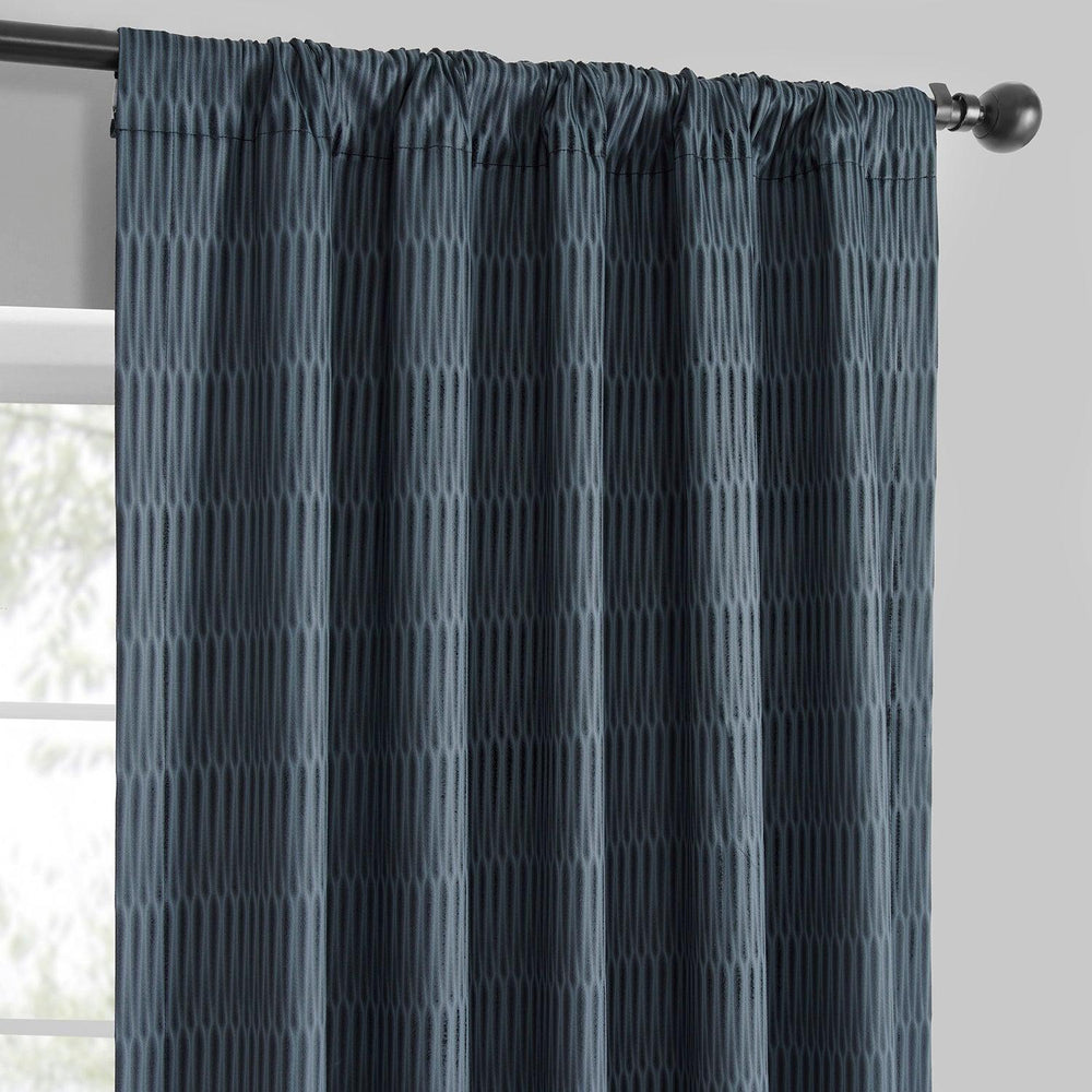 Deep Blue Lounge Embossed Velvet Curtain - HalfPriceDrapes.com