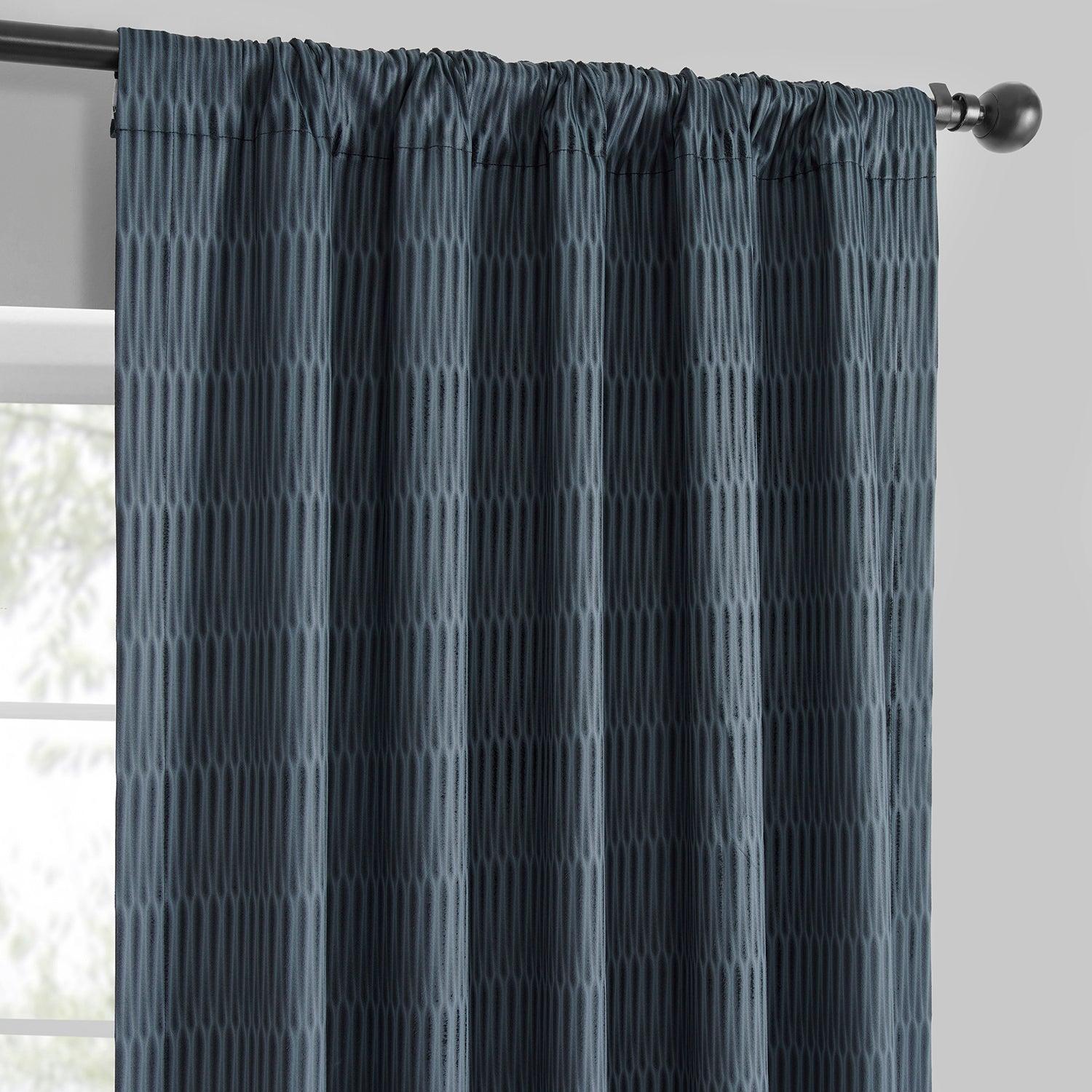 Deep Blue Lounge Embossed Velvet Curtain - HalfPriceDrapes.com
