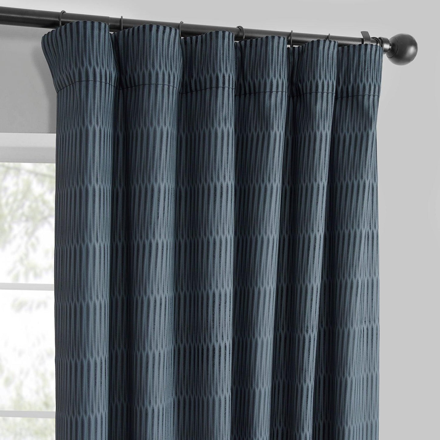 Deep Blue Lounge Embossed Velvet Curtain - HalfPriceDrapes.com