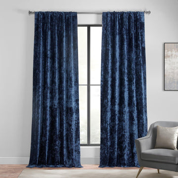 Sapphire Blue Lush Crush Velvet Room Darkening Curtain
