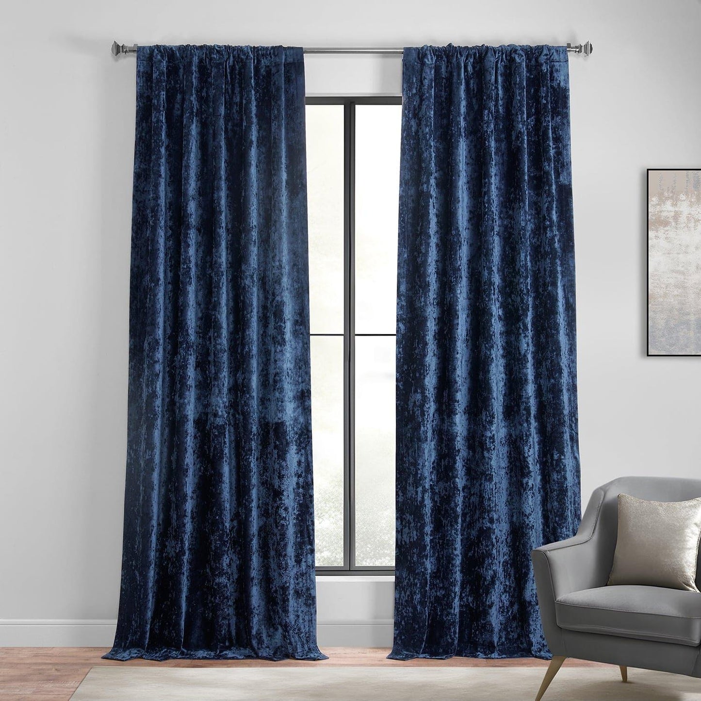 Sapphire Blue Lush Crush Velvet Curtain - HalfPriceDrapes.com