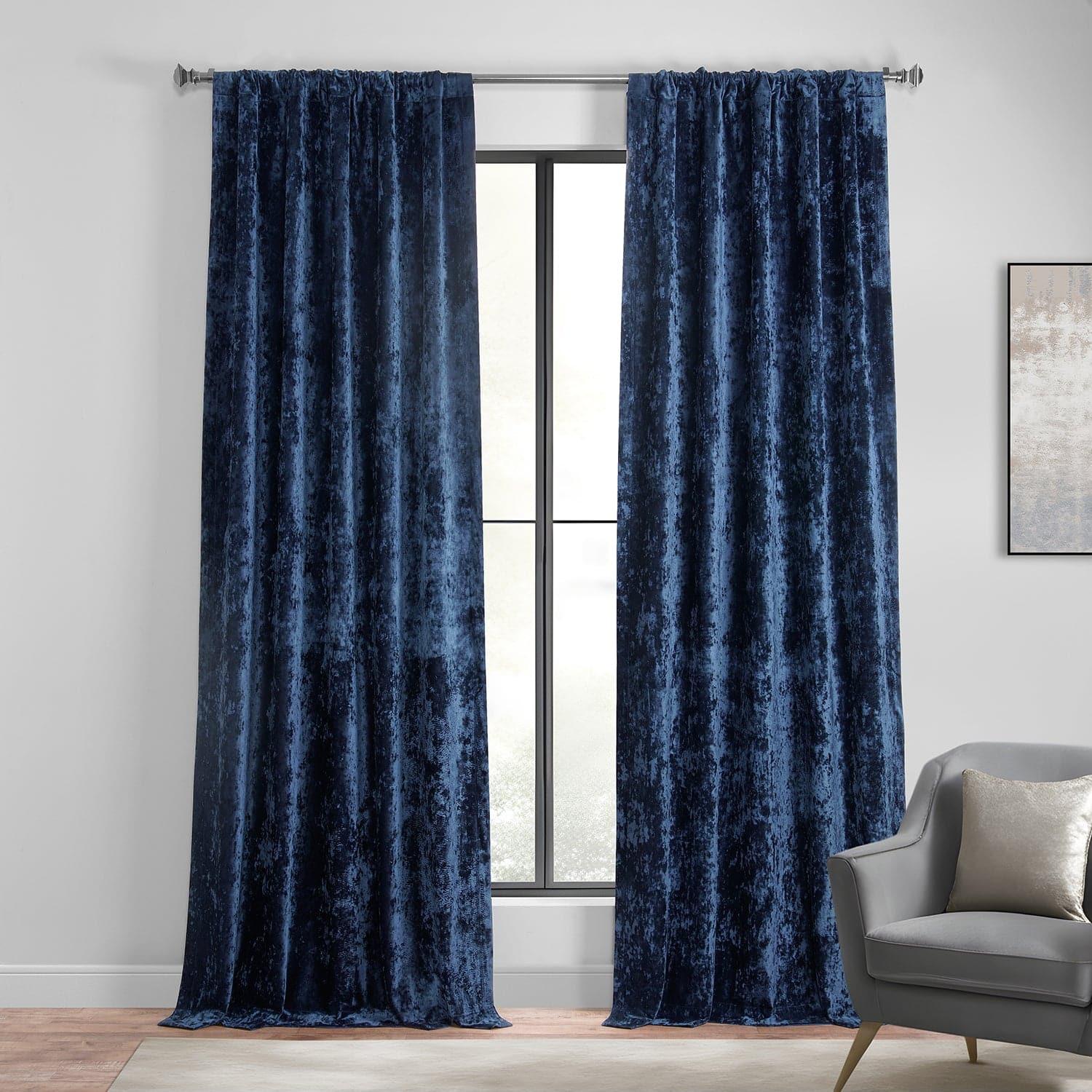 Sapphire Blue Lush Crush Velvet Curtain - HalfPriceDrapes.com