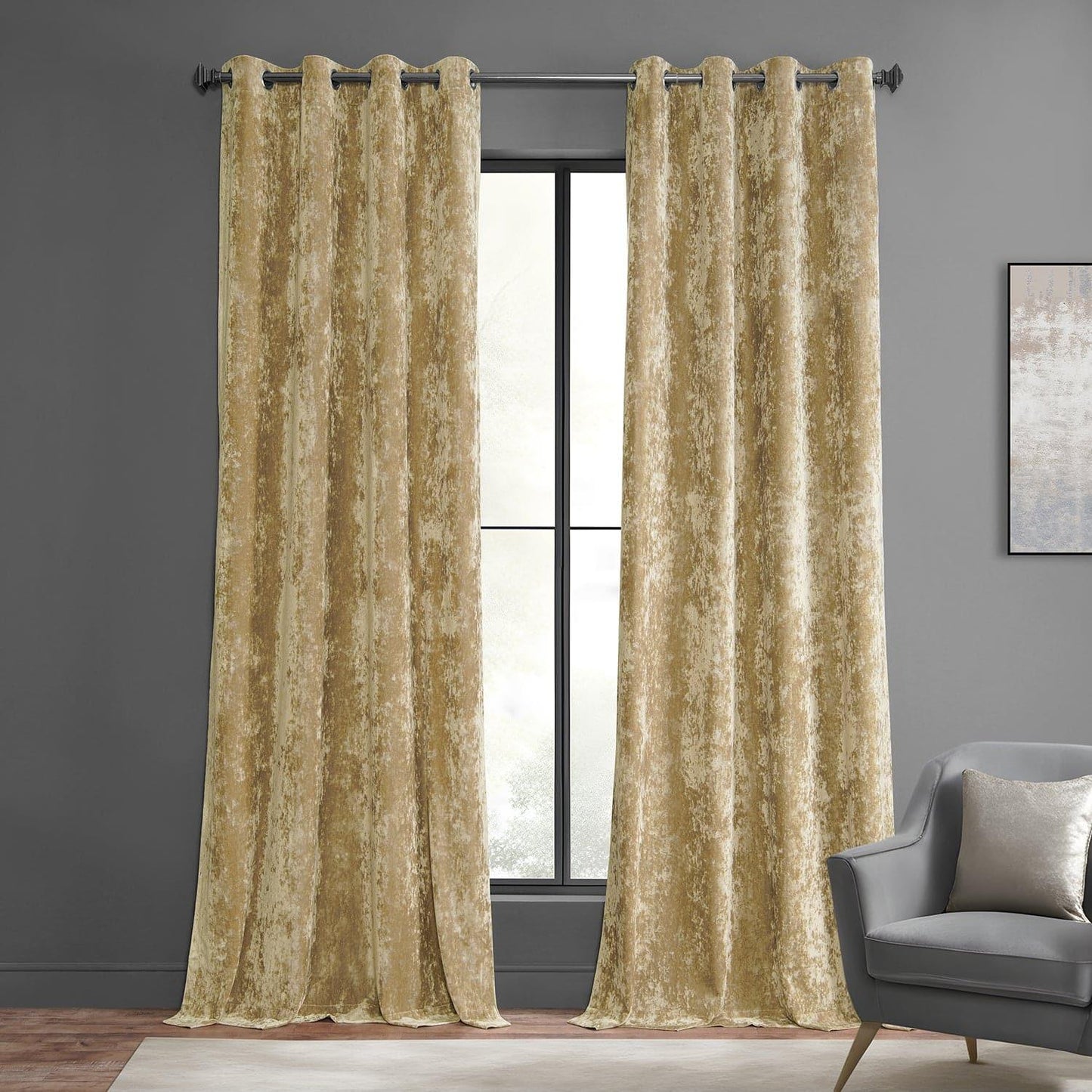 Gold Grommet Lush Crush Velvet Curtain - HalfPriceDrapes.com