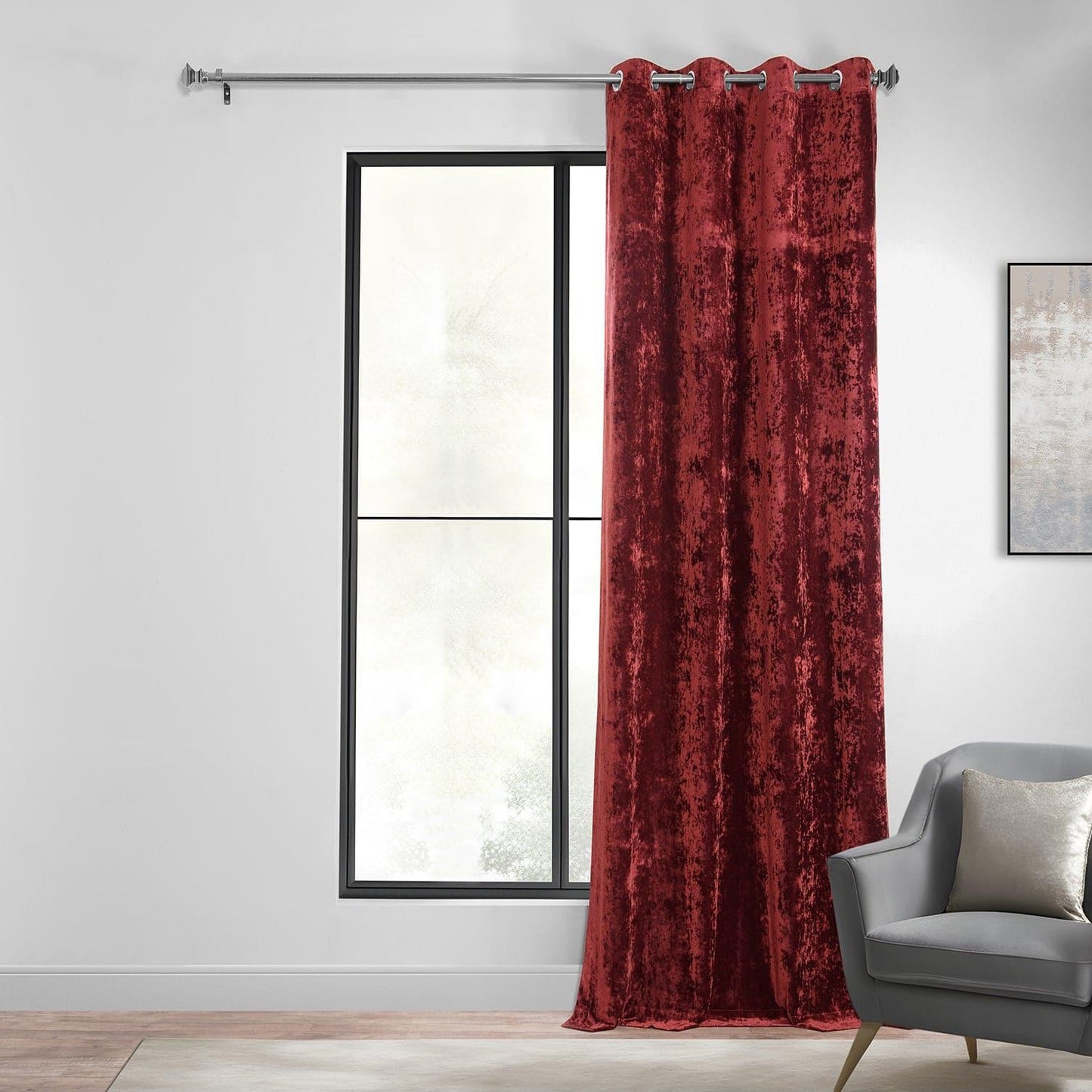 Ruby Red Grommet Lush Crush Velvet Curtain - HalfPriceDrapes.com