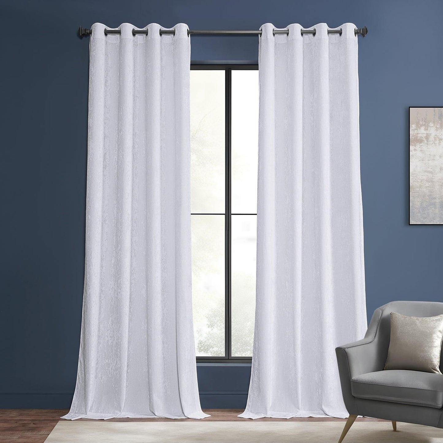 Pearl White Grommet Lush Crush Velvet Curtain - HalfPriceDrapes.com