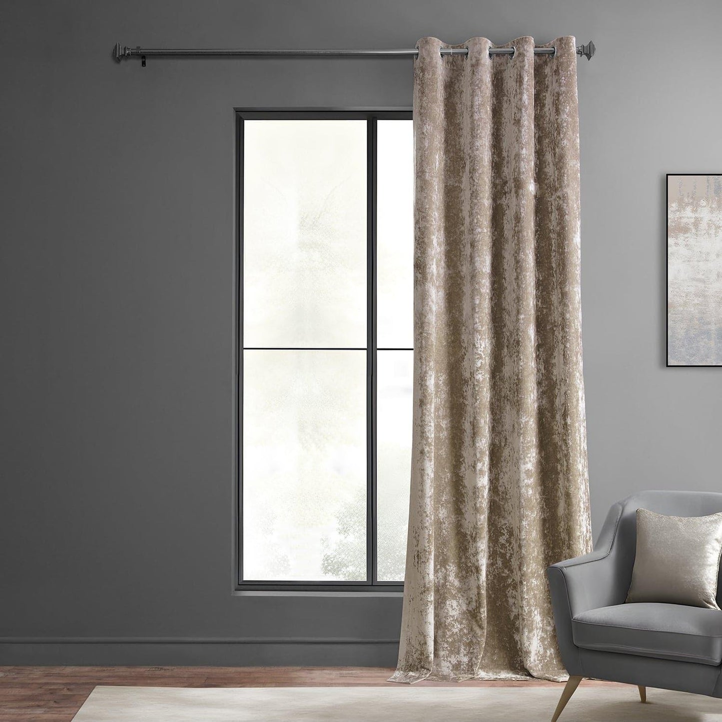 Taupe Grommet Lush Crush Velvet Curtain - HalfPriceDrapes.com