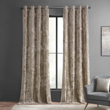 Taupe Grommet Lush Crush Velvet Room Darkening Curtain