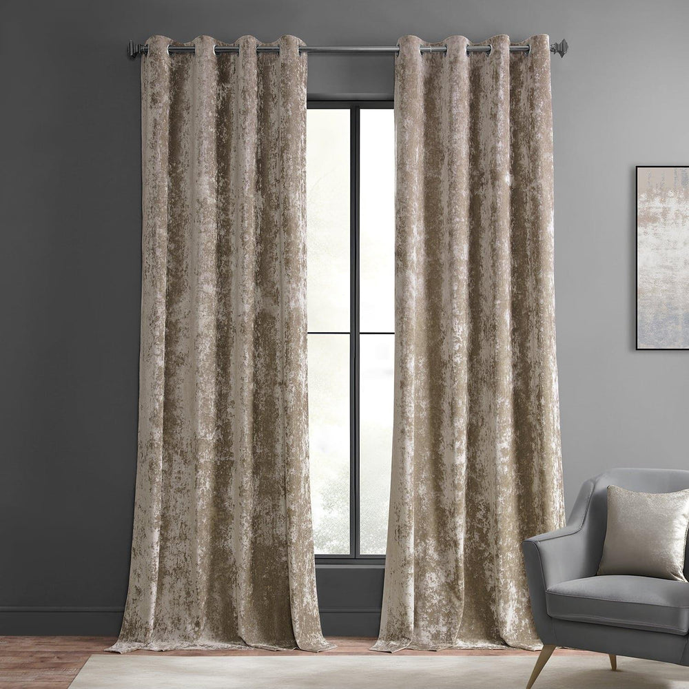 Taupe Grommet Lush Crush Velvet Curtain - HalfPriceDrapes.com