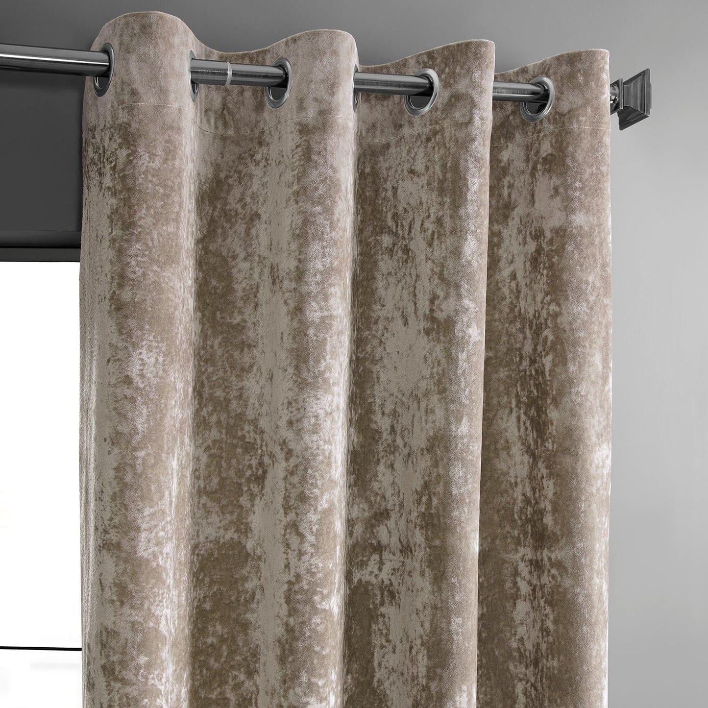 Taupe Grommet Lush Crush Velvet Curtain - HalfPriceDrapes.com