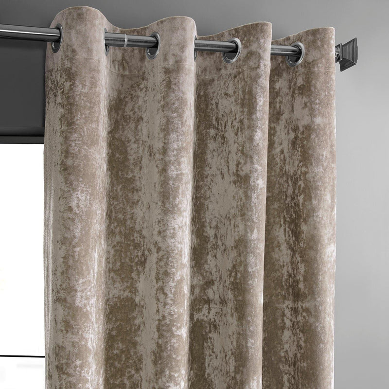 Taupe Grommet Lush Crush Velvet Curtain - HalfPriceDrapes.com