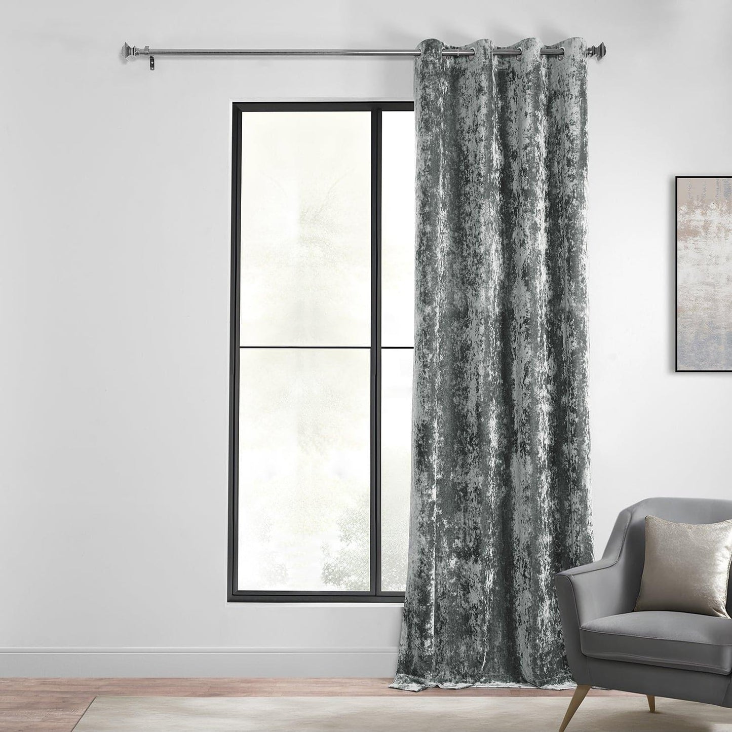 Stone Grey Grommet Lush Crush Velvet Curtain - HalfPriceDrapes.com