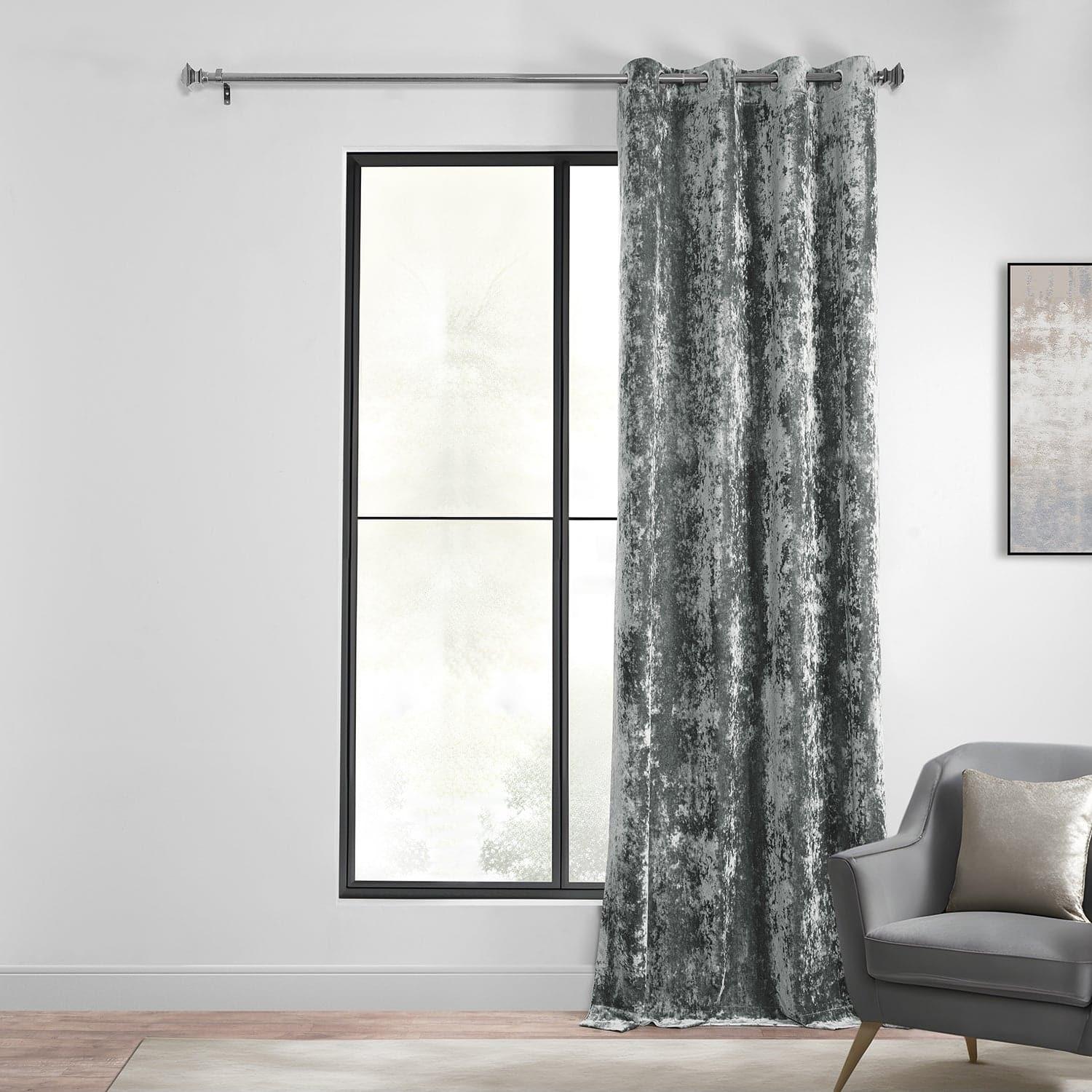 Stone Grey Grommet Lush Crush Velvet Curtain - HalfPriceDrapes.com