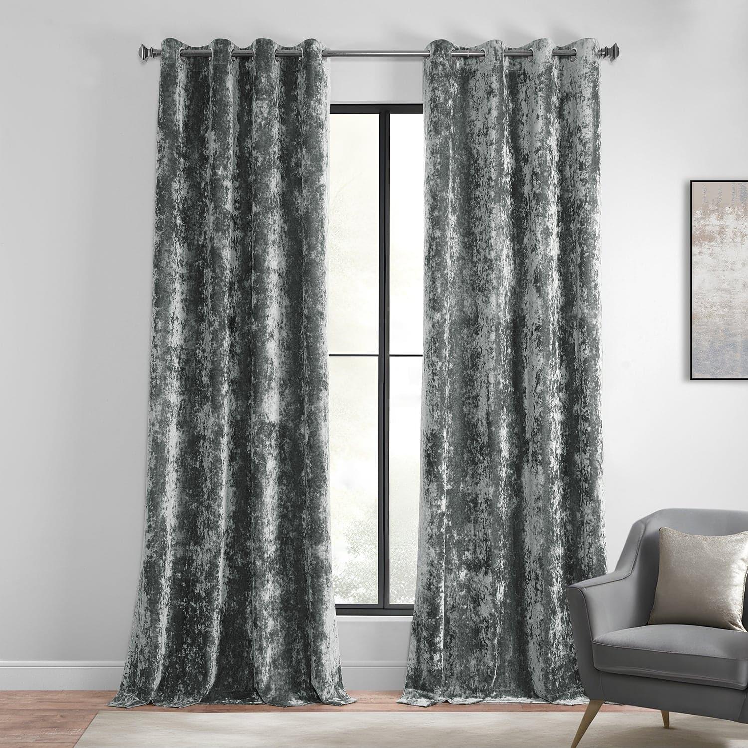 Stone Grey Grommet Lush Crush Velvet Curtain - HalfPriceDrapes.com