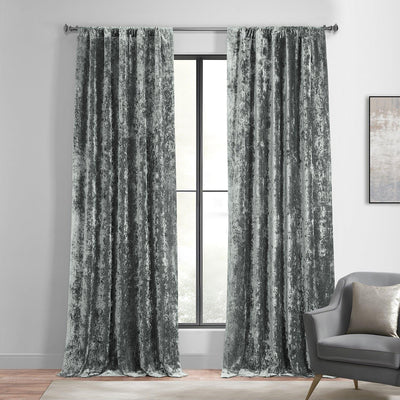 Stone Grey Lush Crush Velvet Room Darkening Curtain