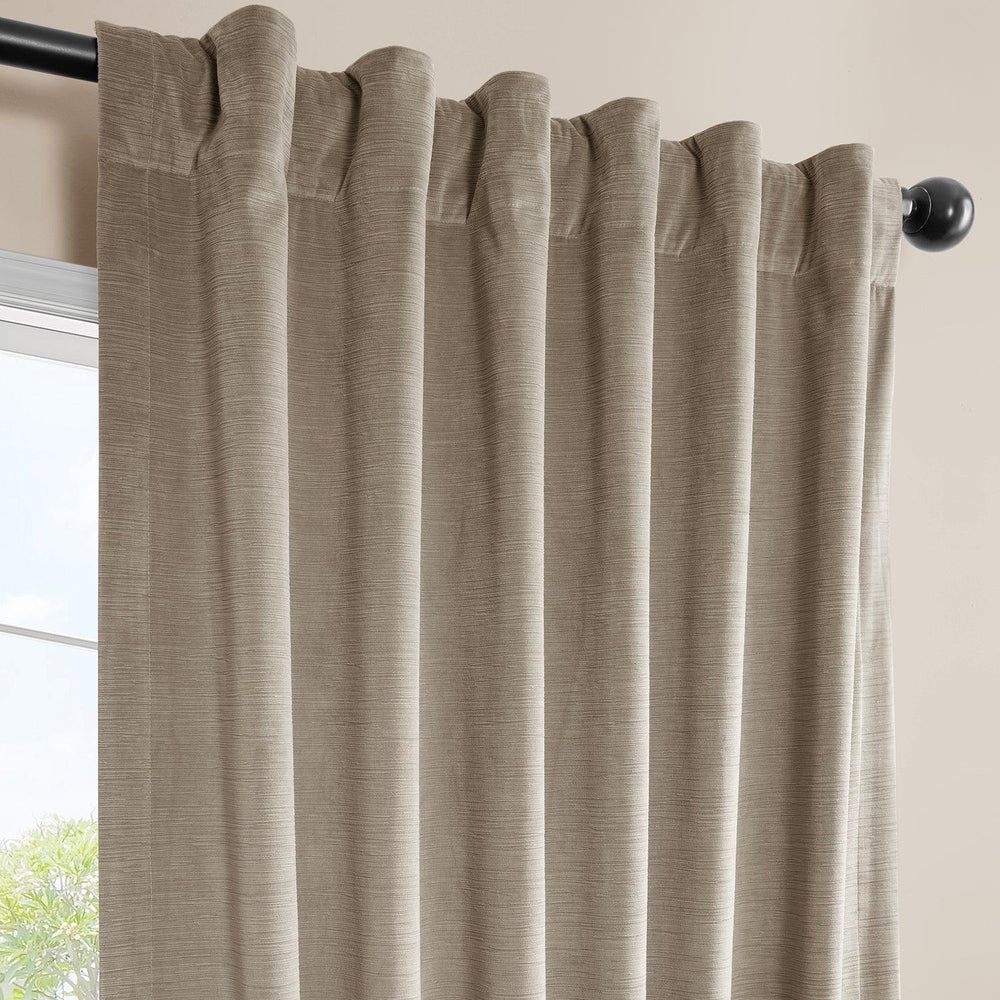 Warm Taupe Ravello Burnout Velvet Room Darkening Curtain