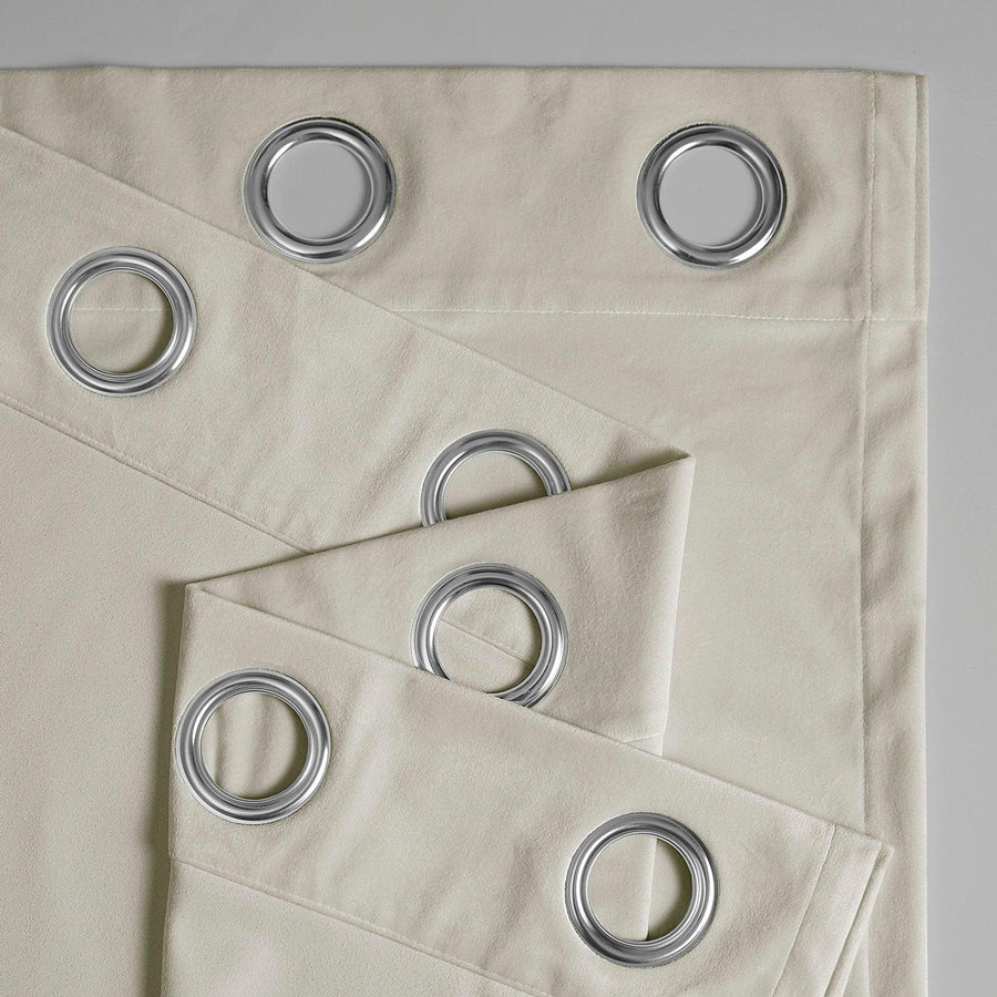 Off-White Grommet Simply Velvet Room Darkening Curtain Pair (2 Panels)