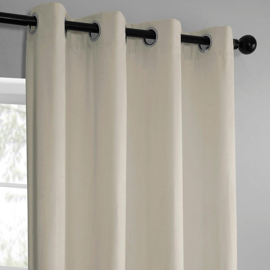 Off-White Grommet Simply Velvet Room Darkening Curtain Pair (2 Panels)