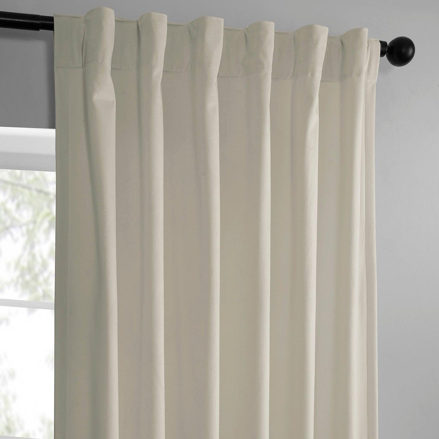 Off-White Simply Velvet Curtain Pair (2 Panels) - HalfPriceDrapes.com