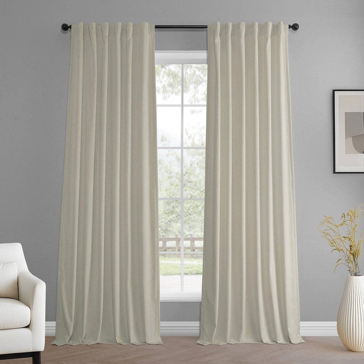 Off-White Simply Velvet Curtain Pair (2 Panels) - HalfPriceDrapes.com