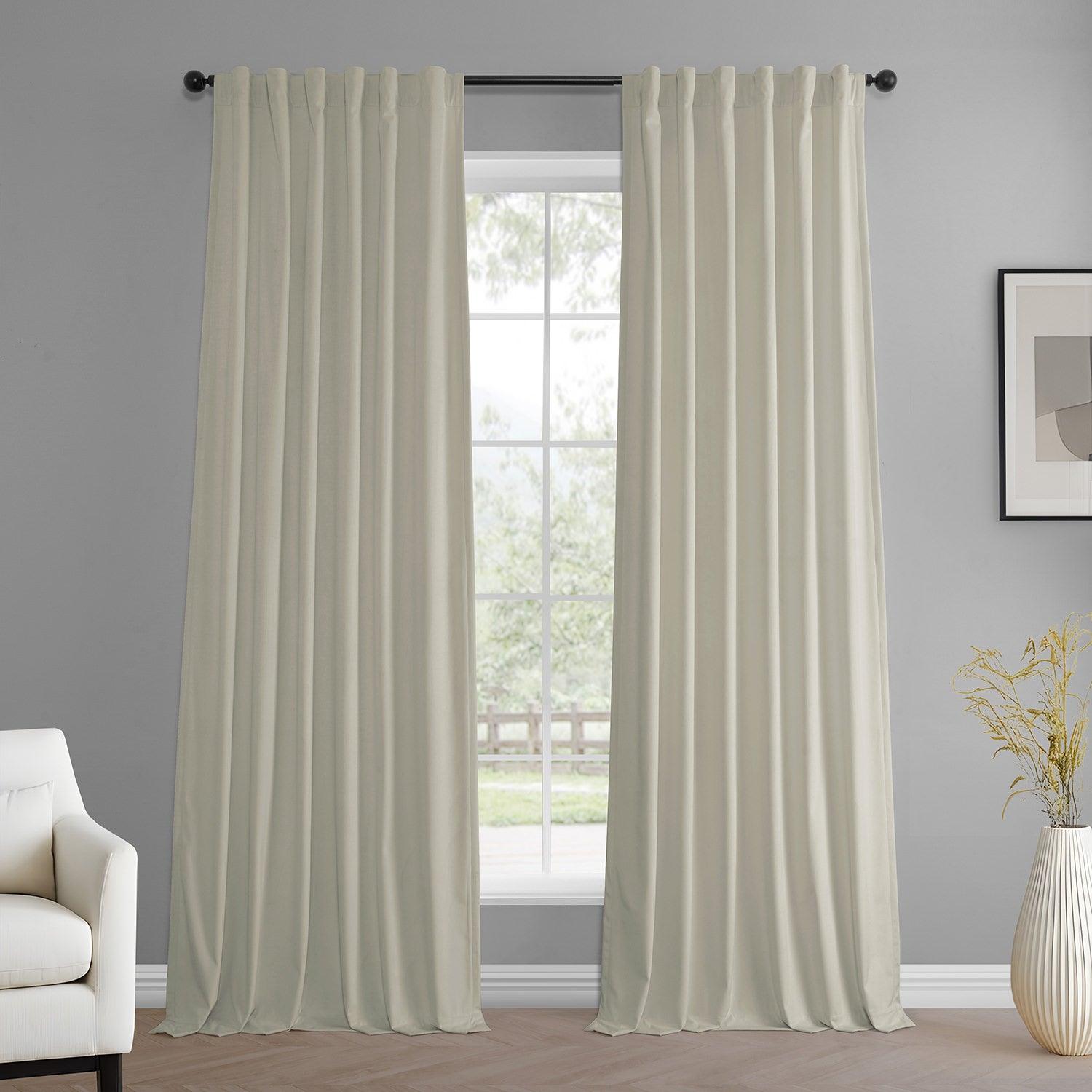 Off-White Simply Velvet Curtain Pair (2 Panels) - HalfPriceDrapes.com