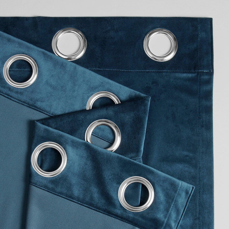 Dark Blue Grommet Simply Velvet Room Darkening Curtain Pair (2 Panels)