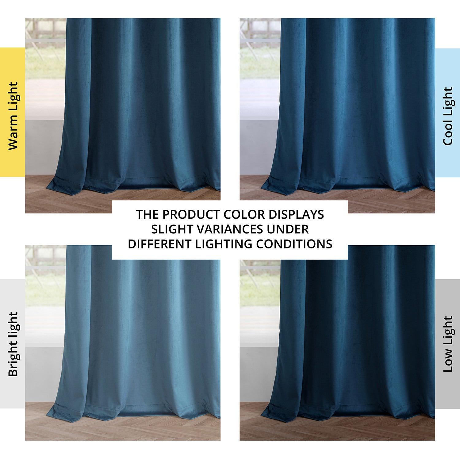 Dark Blue Grommet Simply Velvet Room Darkening Curtain Pair (2 Panels)