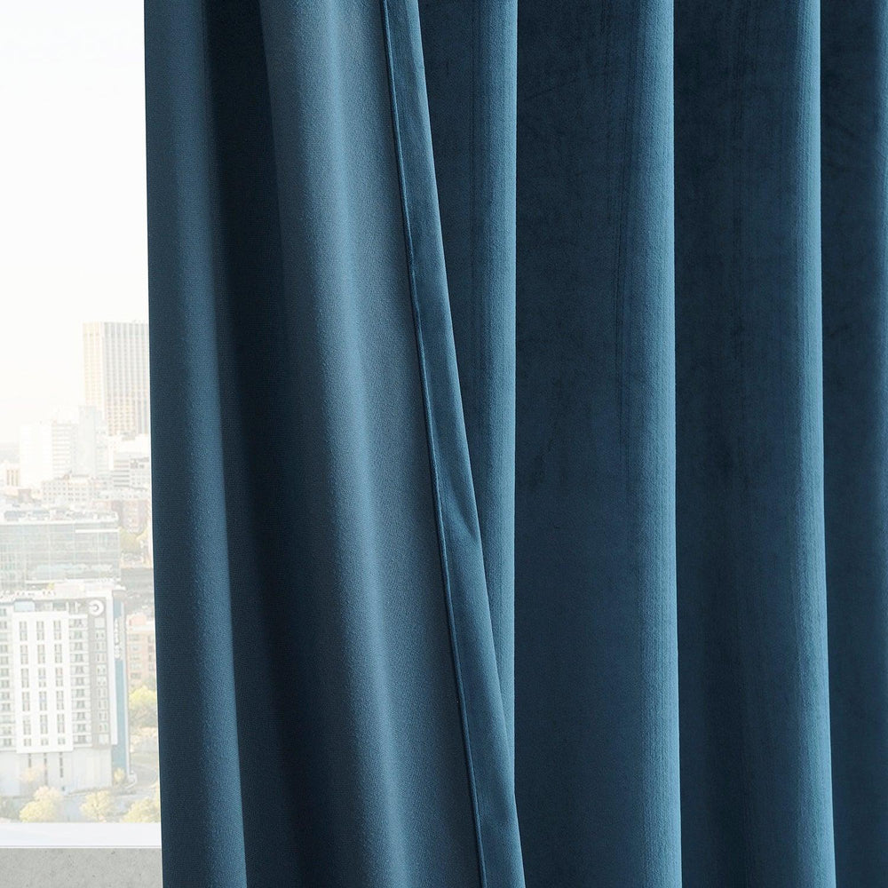 Dark Blue Grommet Simply Velvet Room Darkening Curtain Pair (2 Panels)