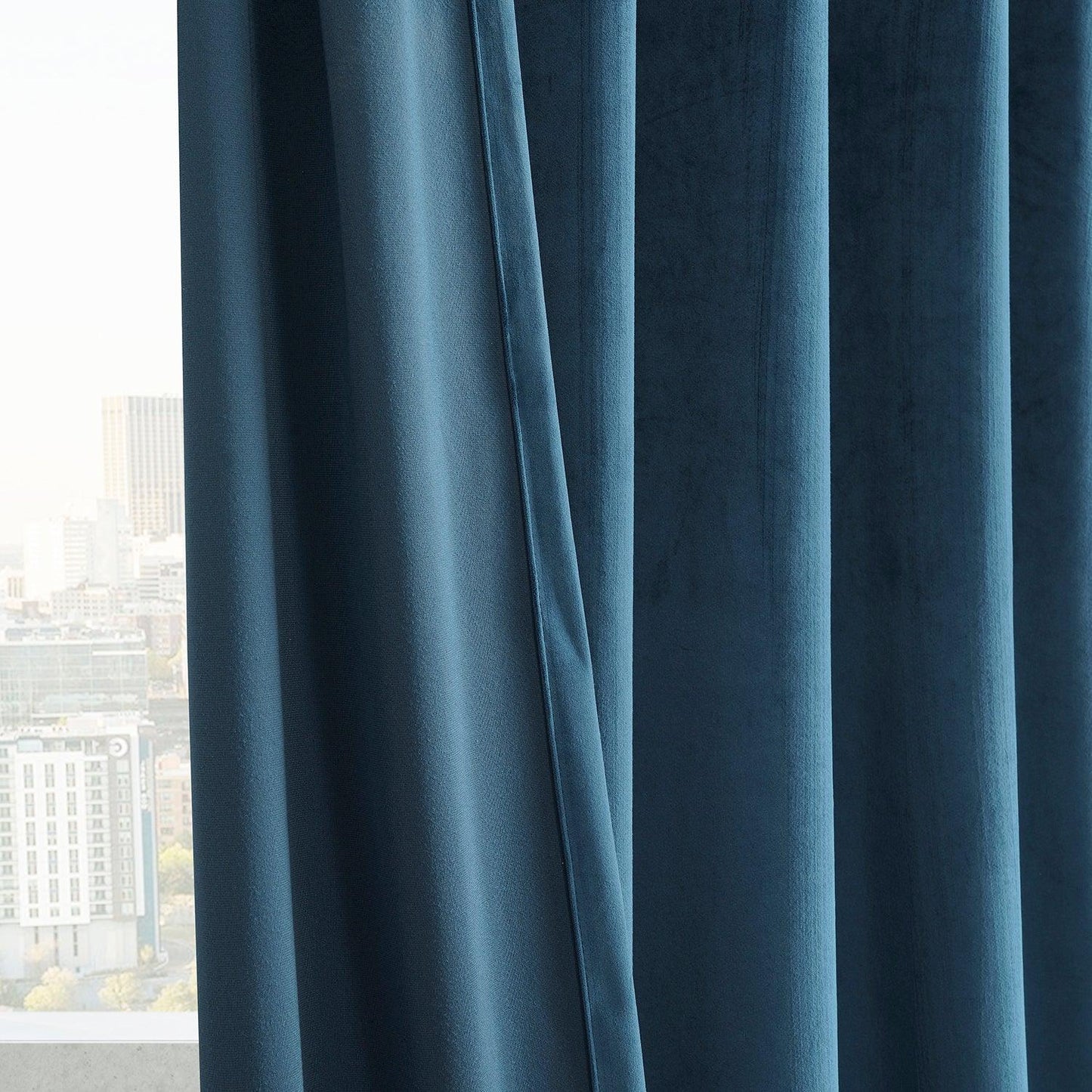 Dark Blue Grommet Simply Velvet Room Darkening Curtain Pair (2 Panels)