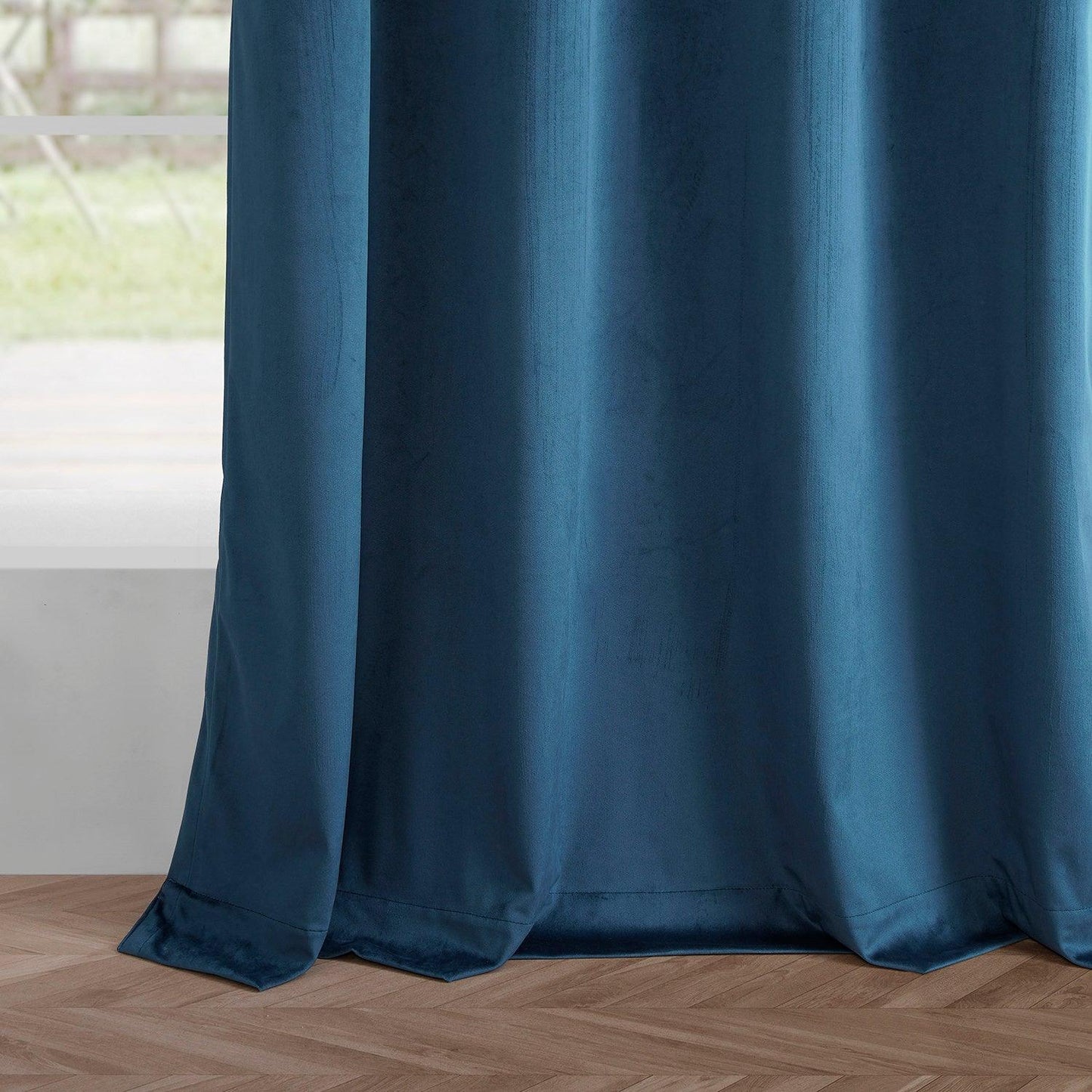 Dark Blue Grommet Simply Velvet Room Darkening Curtain Pair (2 Panels)