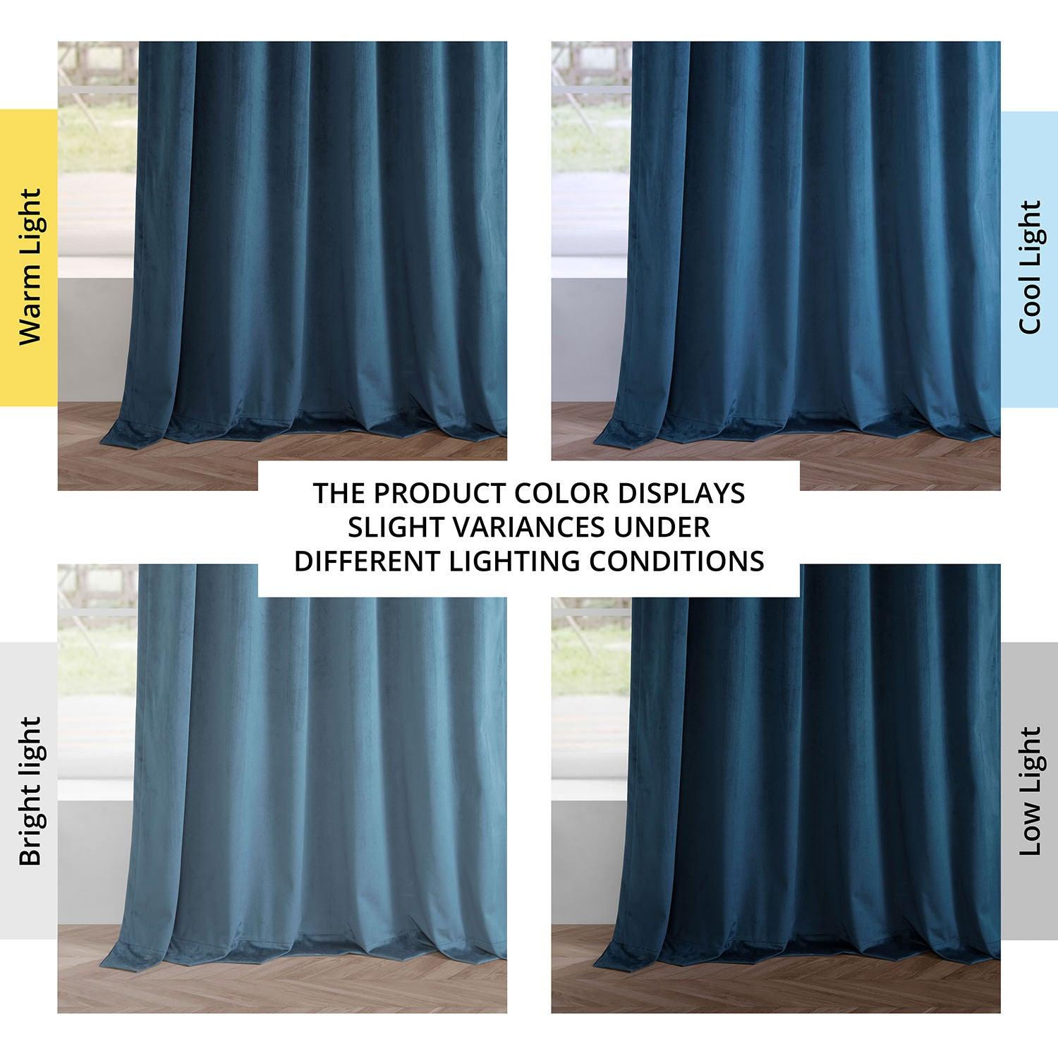 Dark Blue Simply Velvet Curtain Pair (2 Panels) - HalfPriceDrapes.com