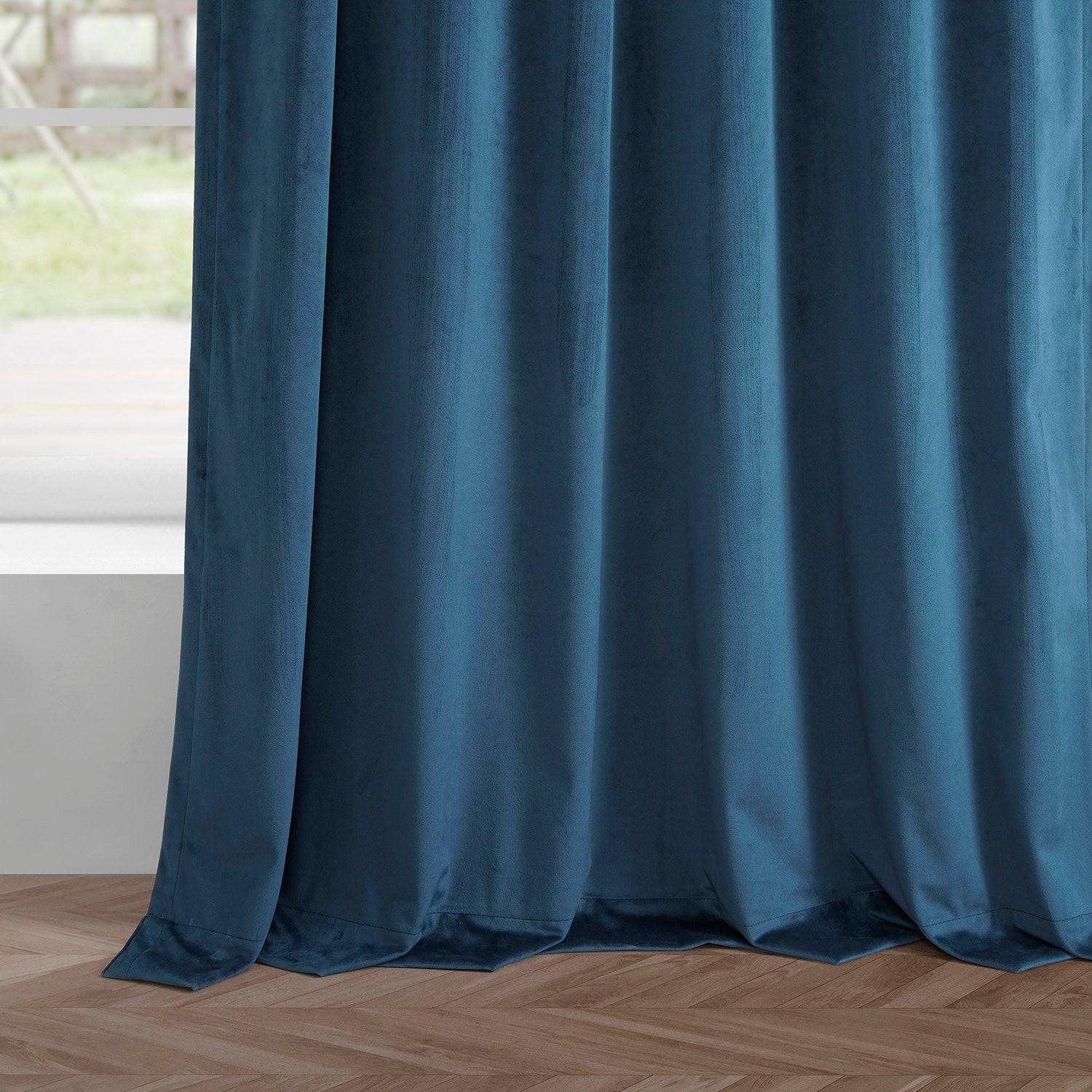 Dark Blue Simply Velvet Curtain Pair (2 Panels) - HalfPriceDrapes.com