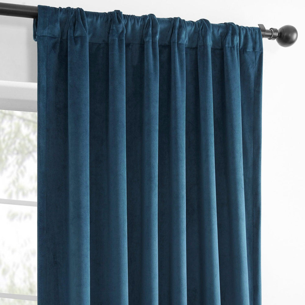 Dark Blue Simply Velvet Curtain Pair (2 Panels) - HalfPriceDrapes.com