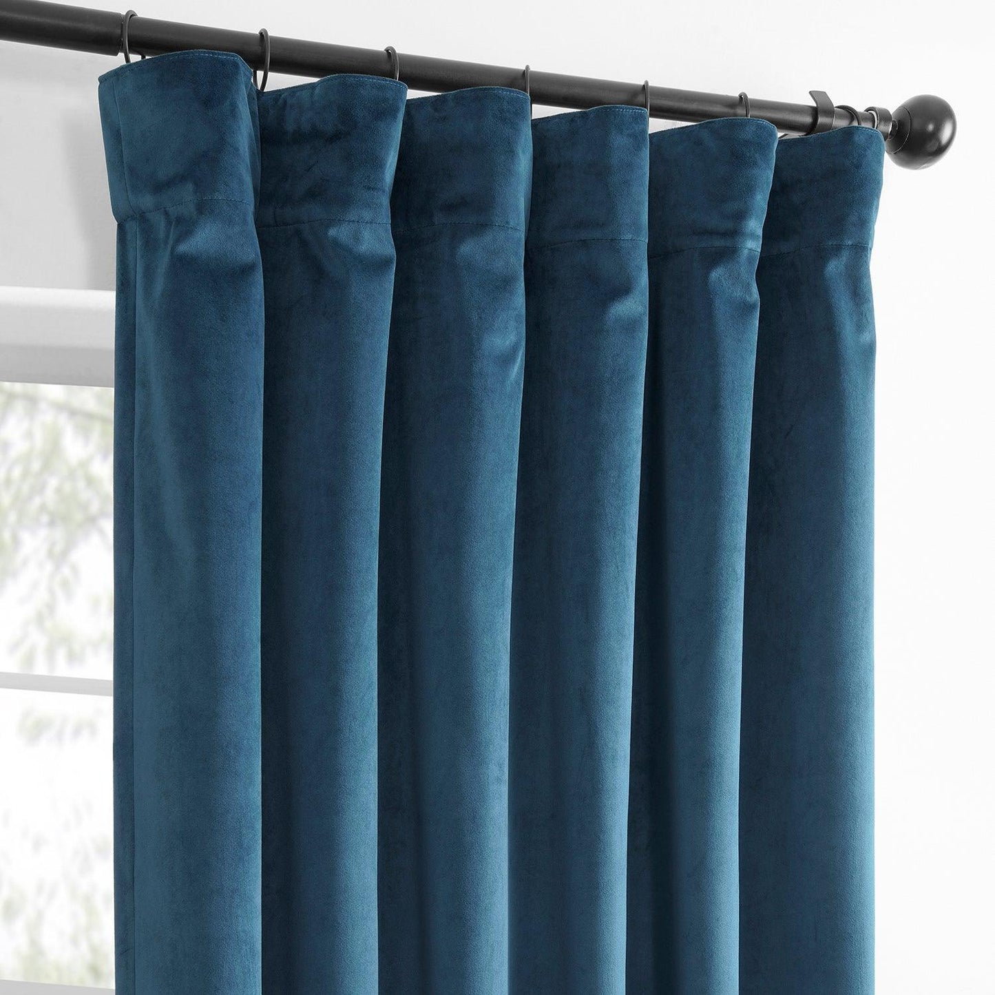 Dark Blue Simply Velvet Curtain Pair (2 Panels) - HalfPriceDrapes.com