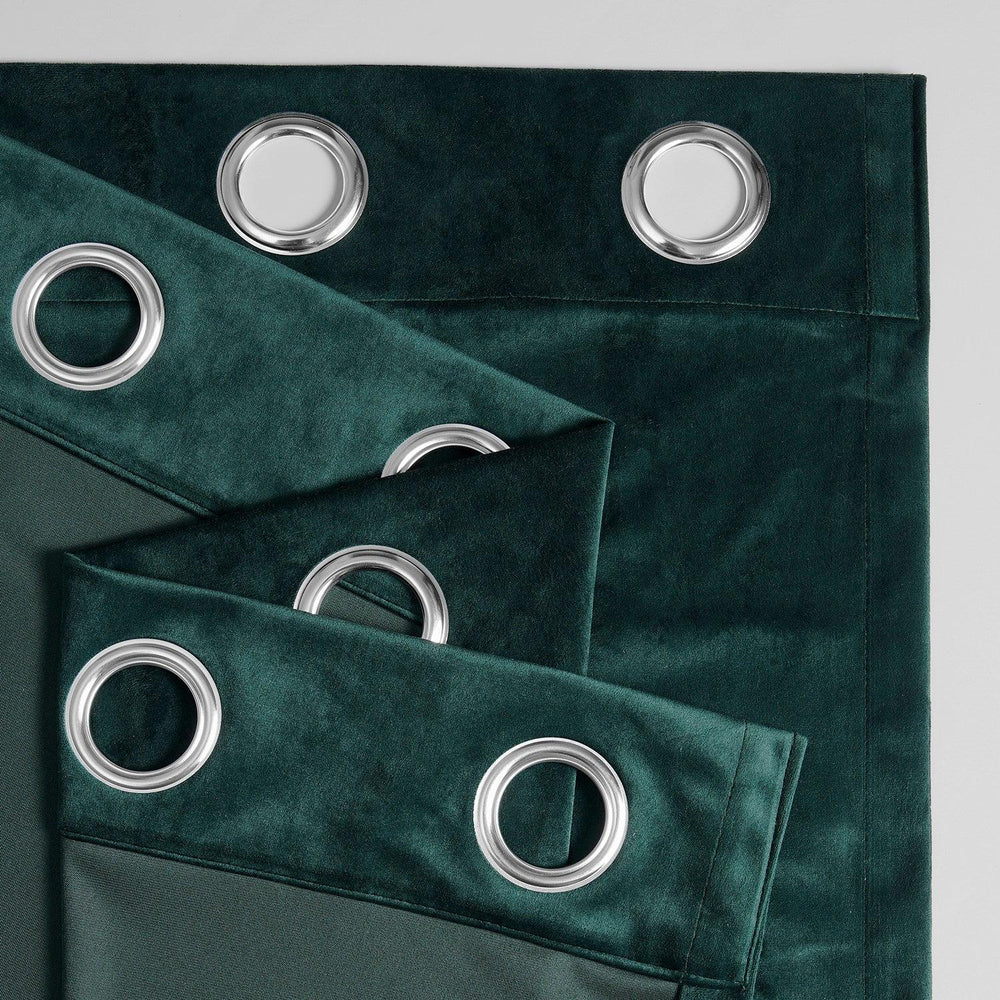 Deep Green Grommet Simply Velvet Room Darkening Curtain Pair (2 Panels)