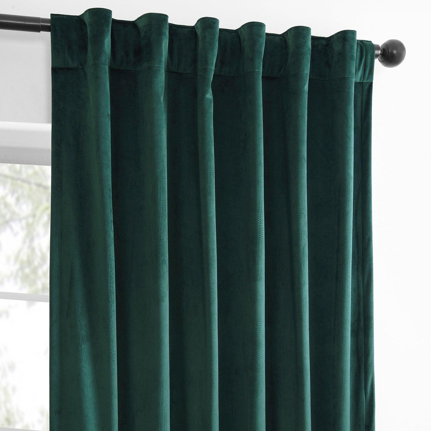 Deep Green Simply Velvet Curtain Pair (2 Panels) - HalfPriceDrapes.com