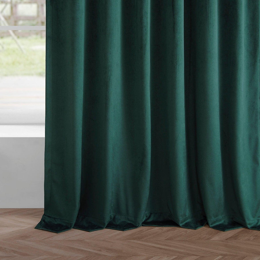 Deep Green Simply Velvet Curtain Pair (2 Panels) - HalfPriceDrapes.com