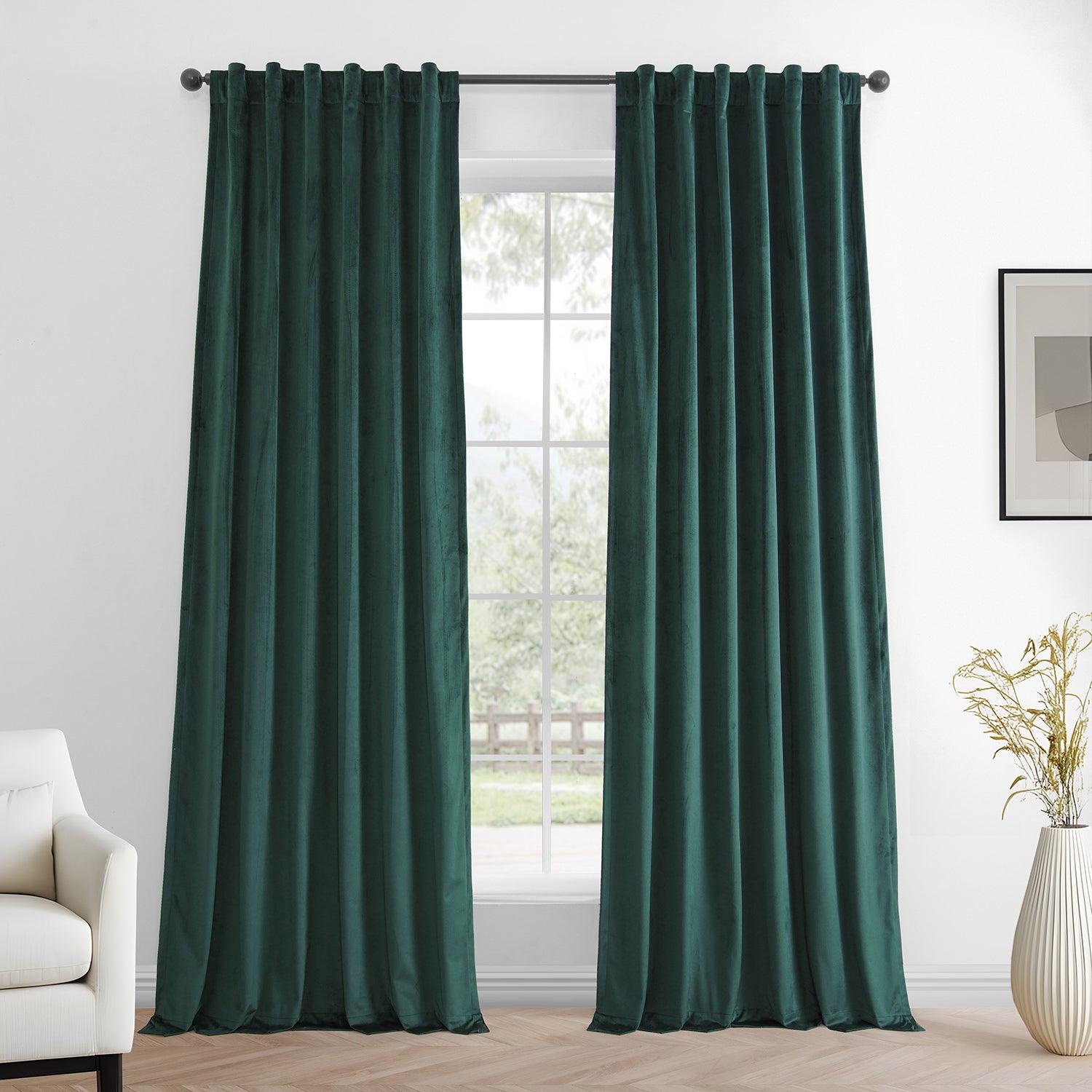 Deep Green Simply Velvet Curtain Pair (2 Panels) - HalfPriceDrapes.com
