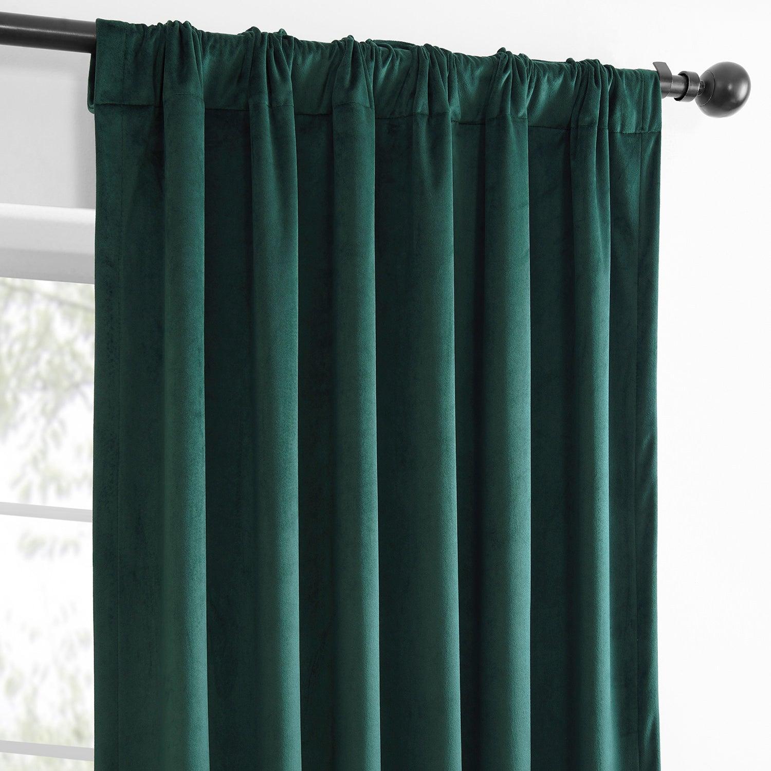 Deep Green Simply Velvet Curtain Pair (2 Panels) - HalfPriceDrapes.com