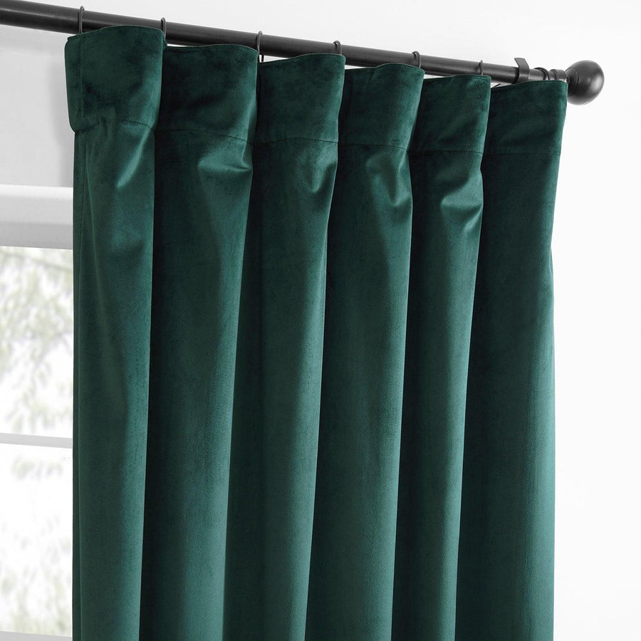 Deep Green Simply Velvet Curtain Pair (2 Panels) - HalfPriceDrapes.com