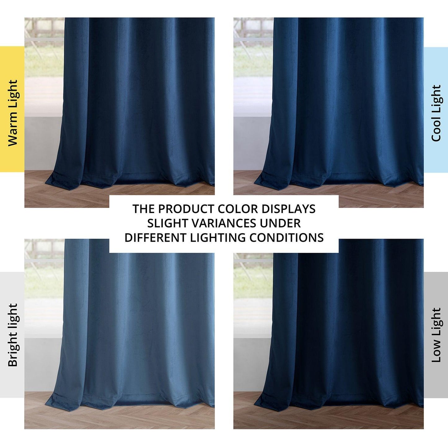 Deep Cobalt Blue Grommet Simply Velvet Room Darkening Curtain Pair (2 Panels)