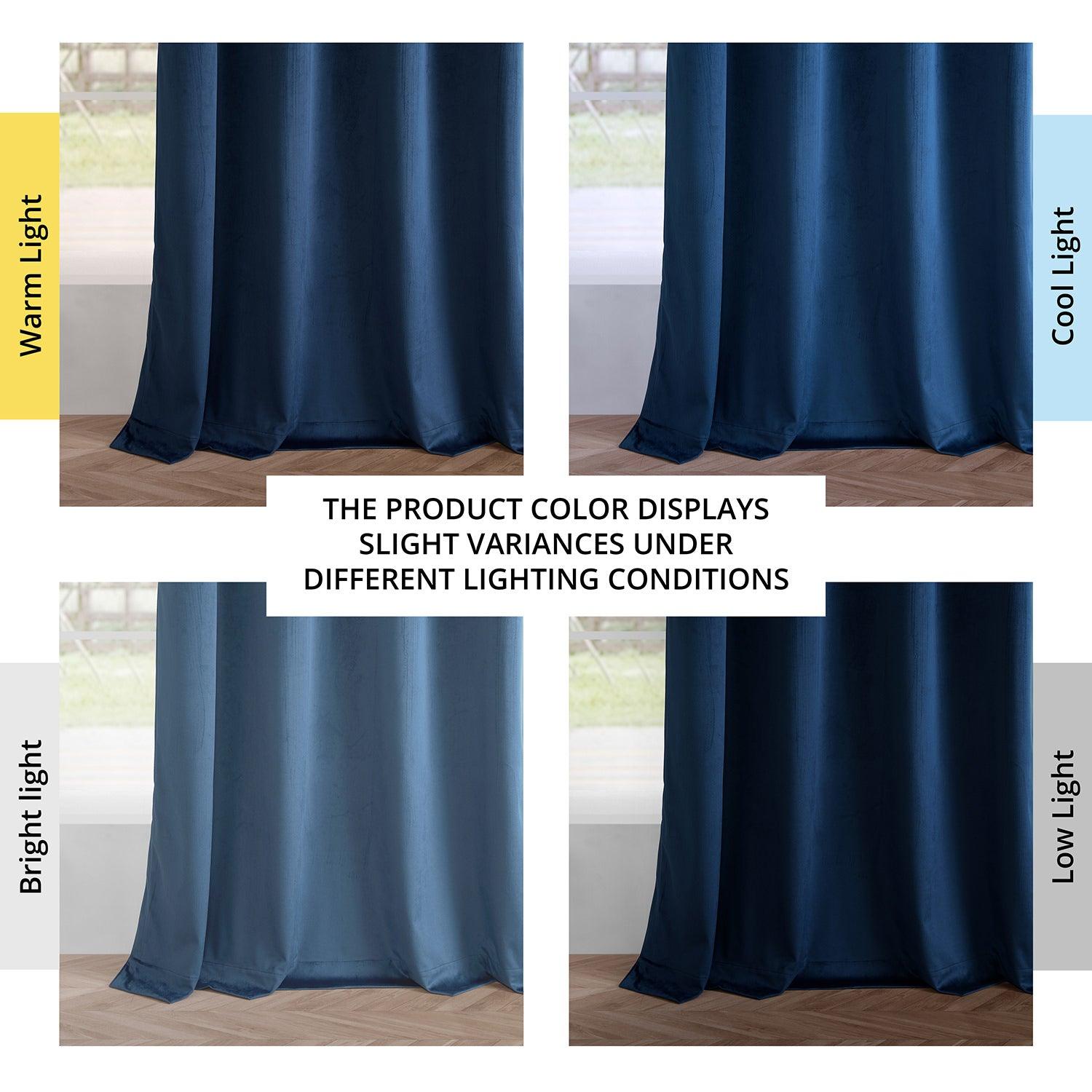 Deep Cobalt Blue Grommet Simply Velvet Room Darkening Curtain Pair (2 Panels)